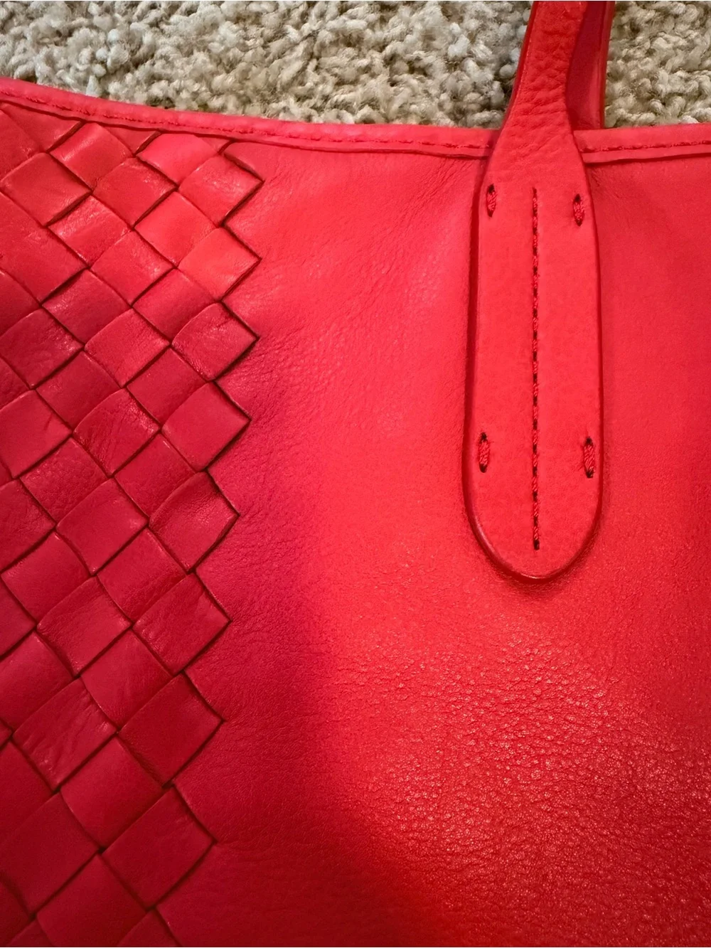 Cole Haan reddish pink Woven Leather Tote
